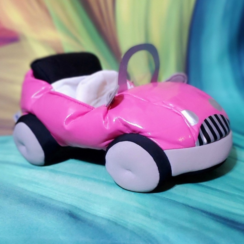 BABW Build A Bear Smallfrys Buddies Cruisin Pink Vinyl Convertible Car Plush 11"